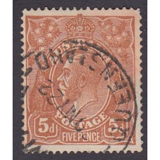 Australian    King George V    5d Chestnut   Single Crown WMK  Plate Variety 1L17